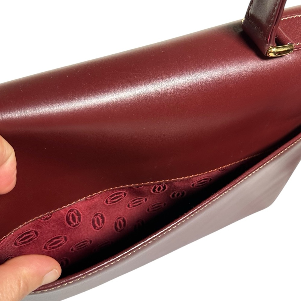 CARTIER Must Line Leather Top Handle Bag in Bordeaux - Picture 10 of 16